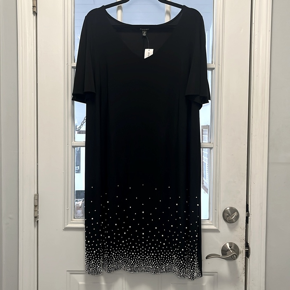 Black, embellished, butterfly short sleeve dress